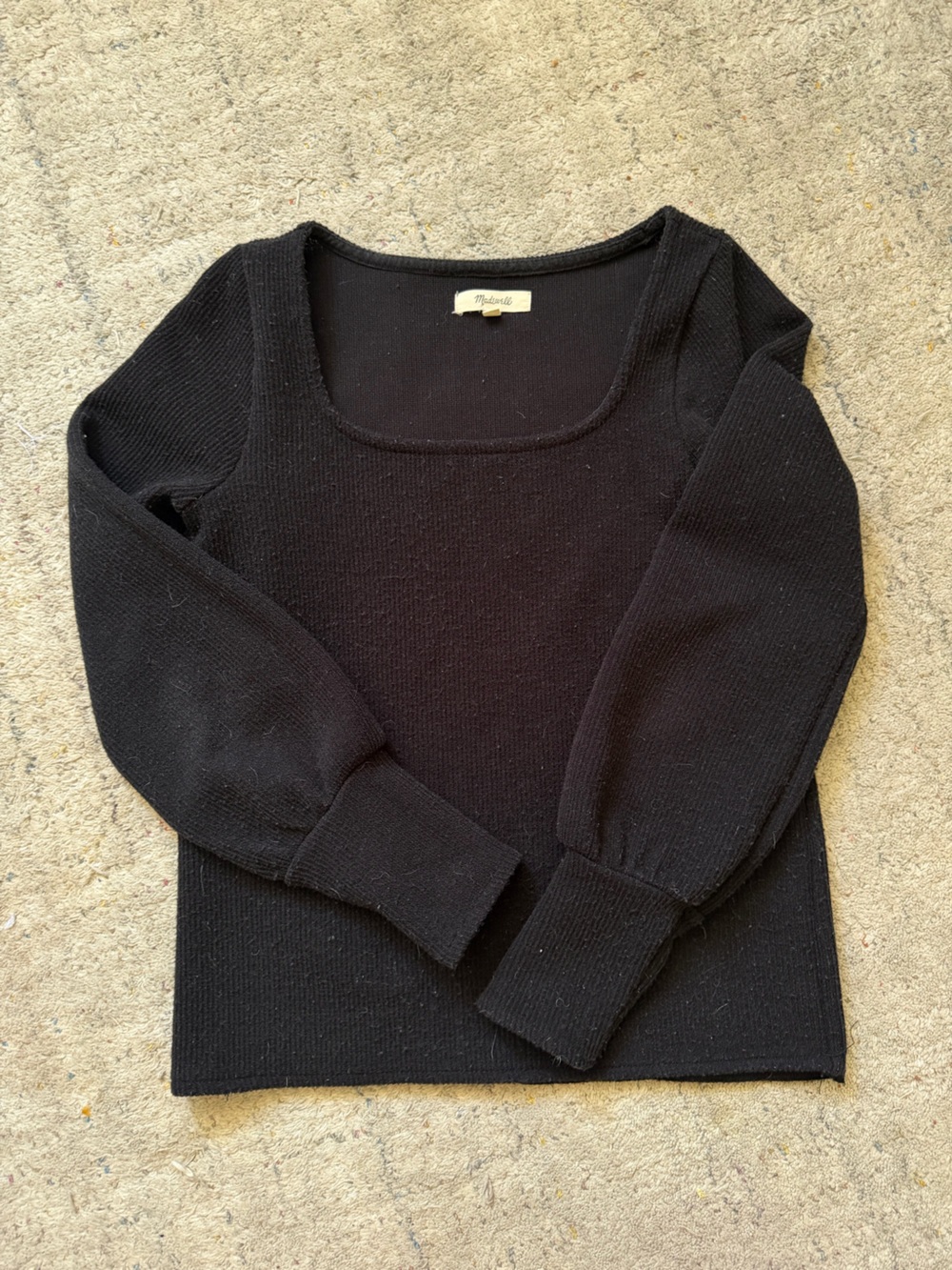 Madewell Black Scoop Neck Ribbed Sweater